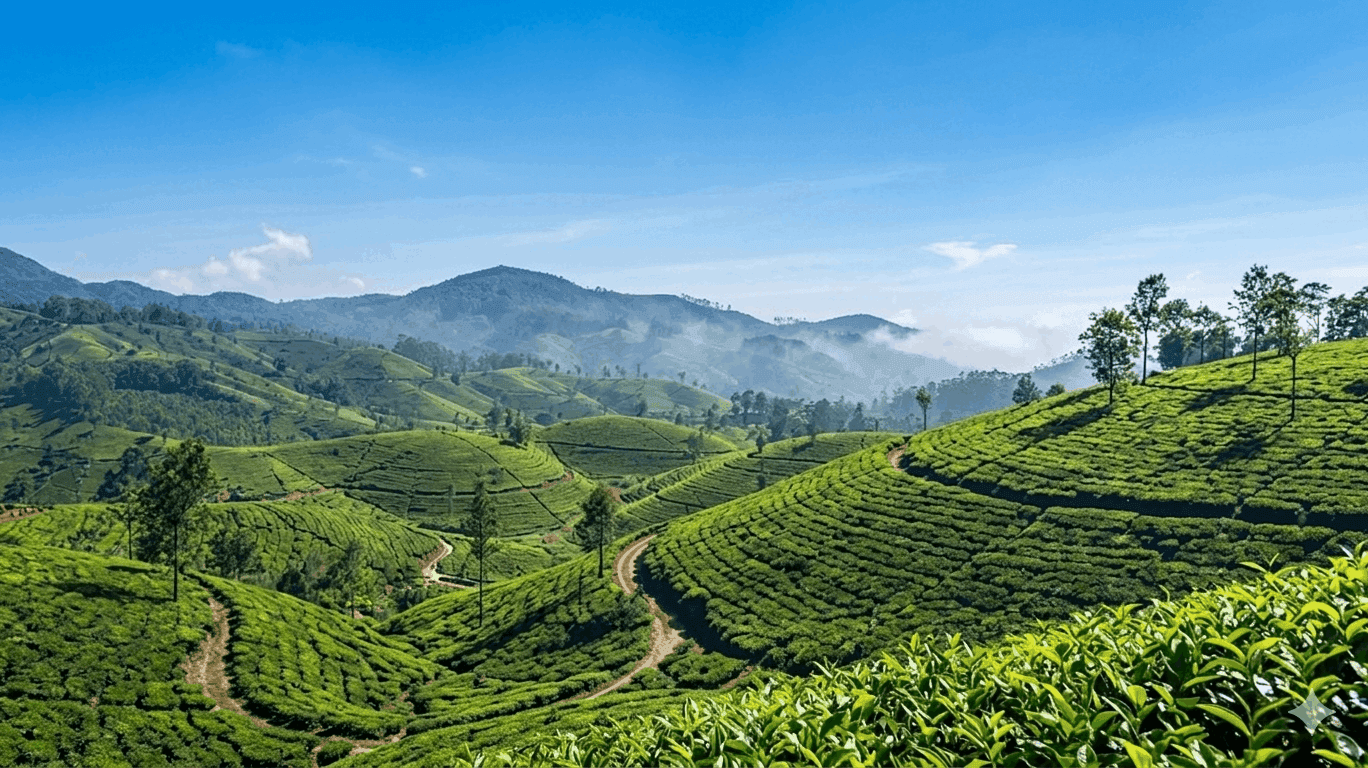 Scenic Tea Plantation Background